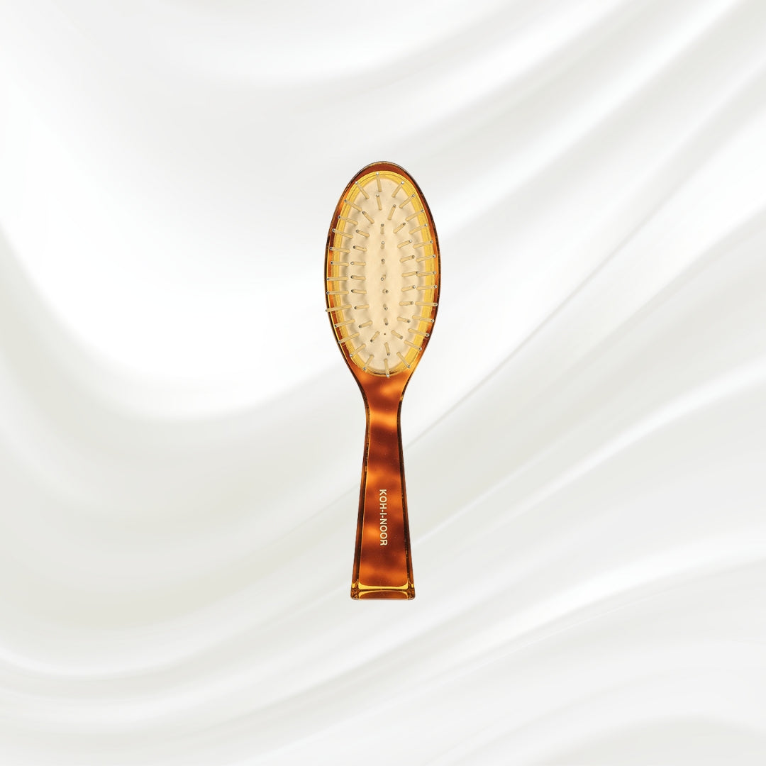Jaspè Pneumatic Detangling Hair Brush - Gold Plated Metal Pins for Thick &amp; Curly Hair