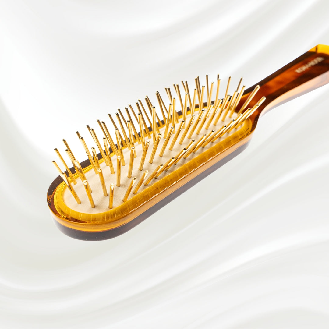 Jaspè Pneumatic Hair Brush - Gold Plated Pins for Thick &amp; Coarse Hair (21.3cm)