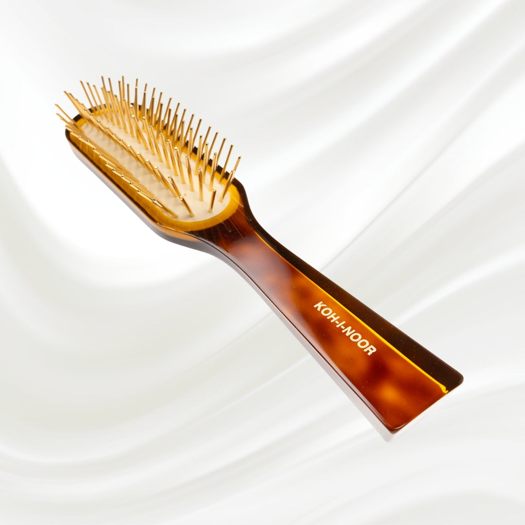 Jaspè Pneumatic Hair Brush - Gold Plated Pins for Thick &amp; Coarse Hair (21.3cm)
