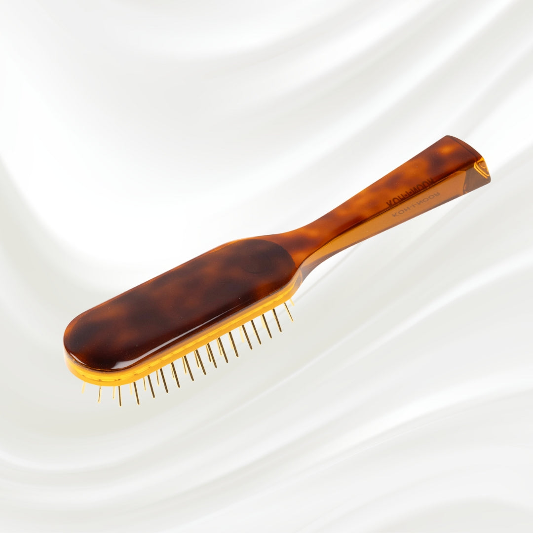 Jaspè Pneumatic Hair Brush - Gold Plated Pins for Thick &amp; Coarse Hair (21.3cm)