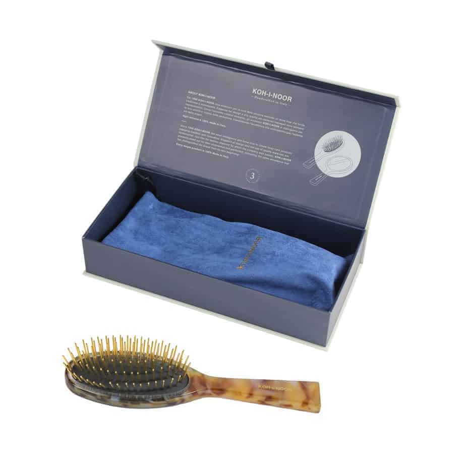 Luxury Pneumatic Hair Brush - Gold Pins &amp; Cellulose Acetate in Honey Yellow