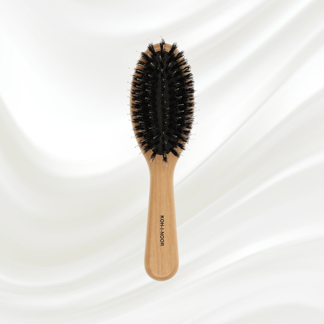 Legno Alder Wood Hair Brush - Boar Bristles &amp; Nylon Pins for Normal to Thick Hair