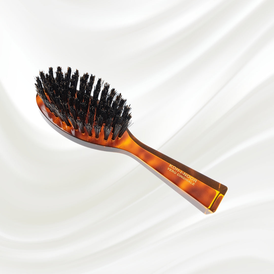 Jaspè Oval Boar Bristle Brush - Natural Shine &amp; Scalp Stimulation for Hair &amp; Beard