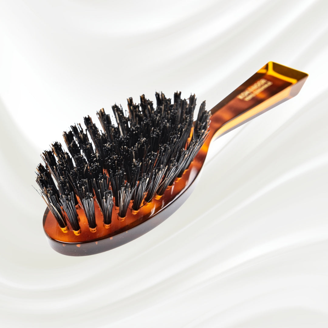 Jaspè Oval Boar Bristle Brush - Natural Shine &amp; Scalp Stimulation for Hair &amp; Beard
