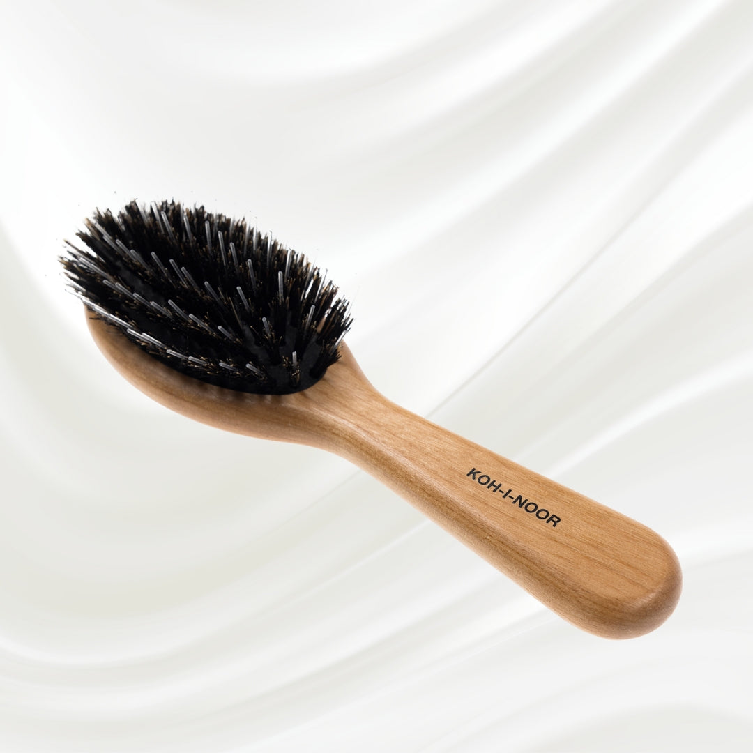 Legno Alder Wood Hair Brush - Boar Bristles &amp; Nylon Pins for Normal to Thick Hair