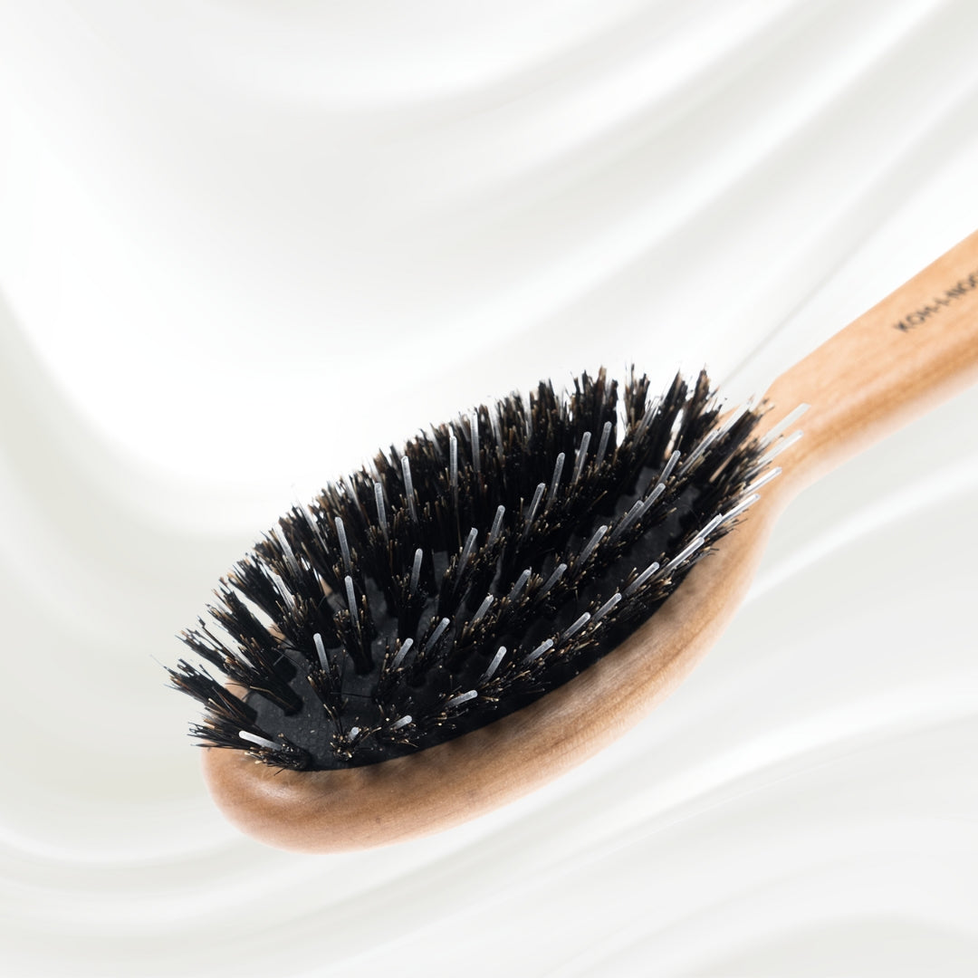Legno Alder Wood Hair Brush - Boar Bristles &amp; Nylon Pins for Normal to Thick Hair