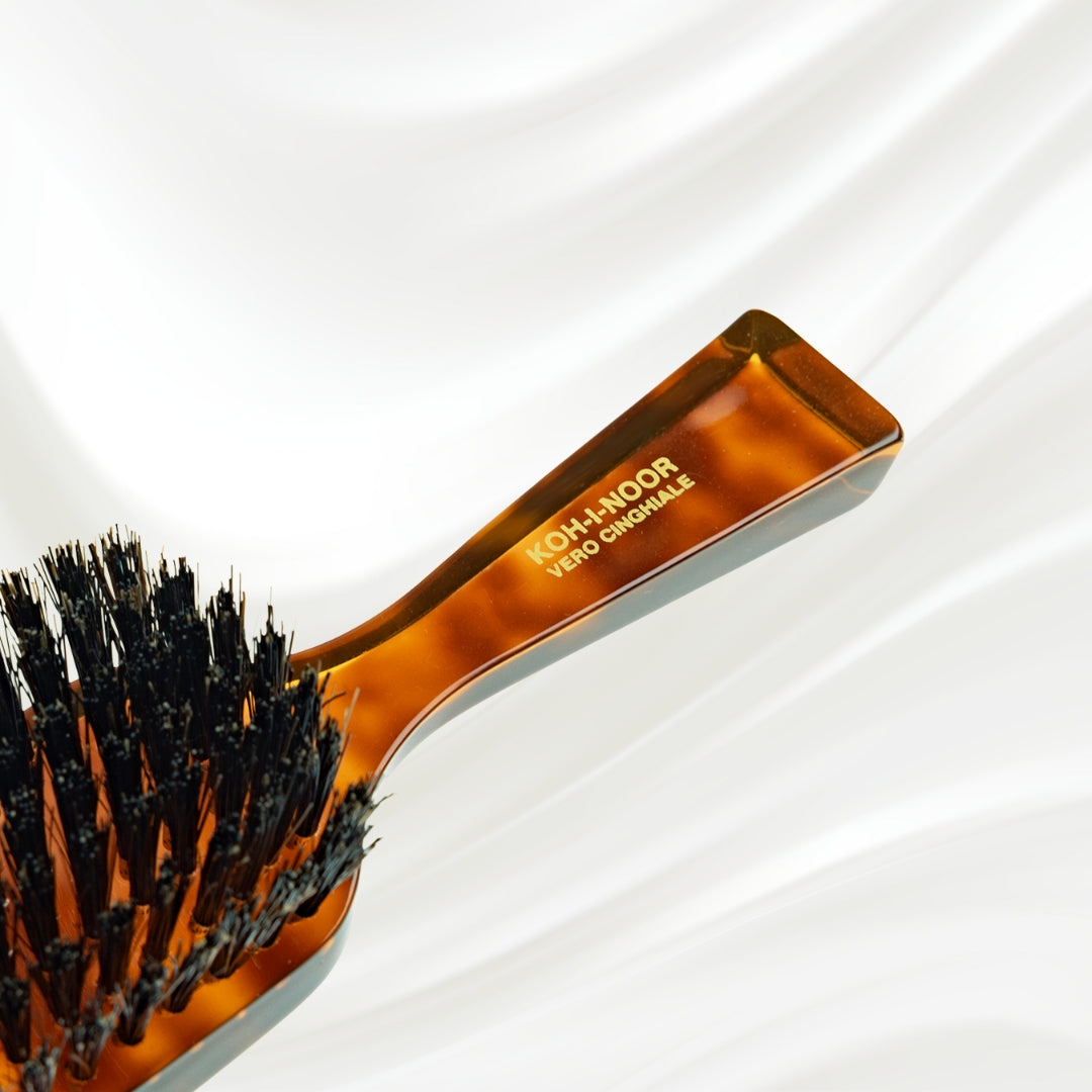 Jaspè Wide Rectangular Hair Brush - Natural Bristles for Hair &amp; Beard Grooming