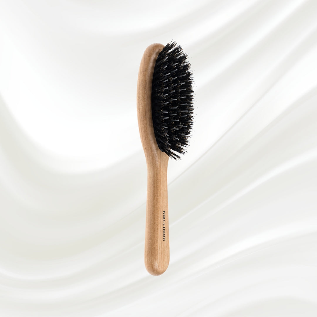 Legno Alder Wood Hair Brush - Boar Bristles &amp; Nylon Pins for Normal to Thick Hair