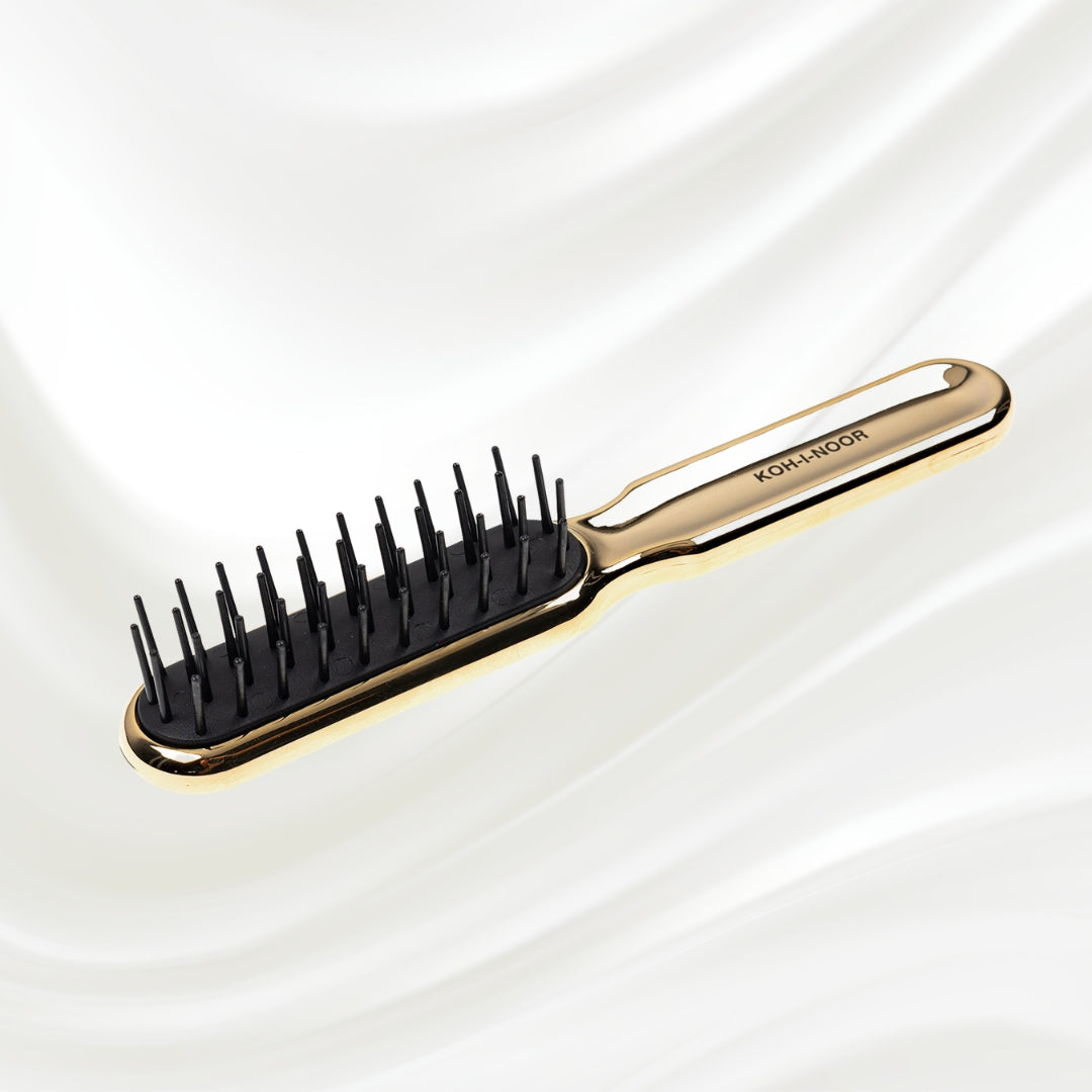 Metallic Styling Brush - Pneumatic Synthetic Pins for Thick &amp; Coarse Hair