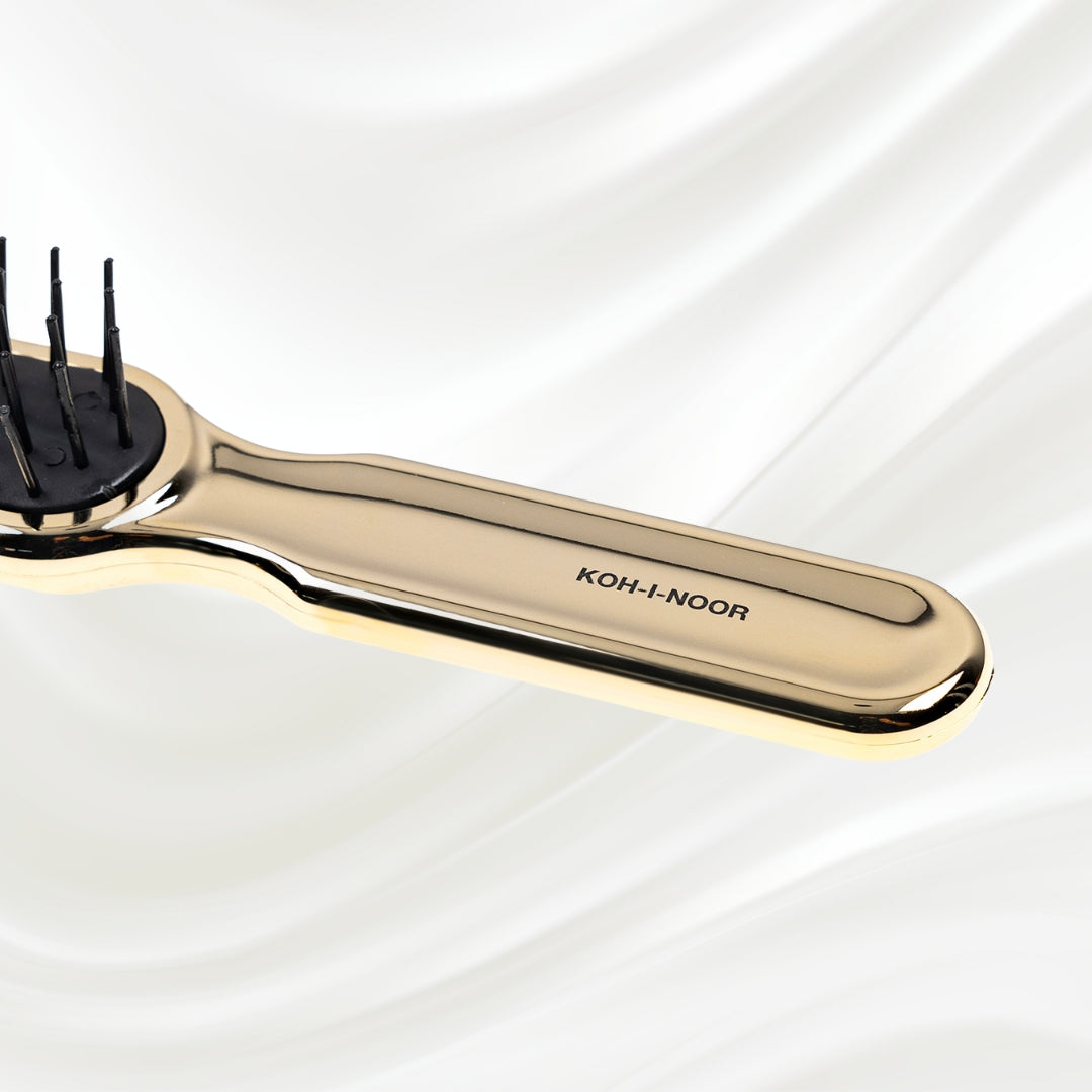 Metallic Styling Brush - Pneumatic Synthetic Pins for Thick &amp; Coarse Hair