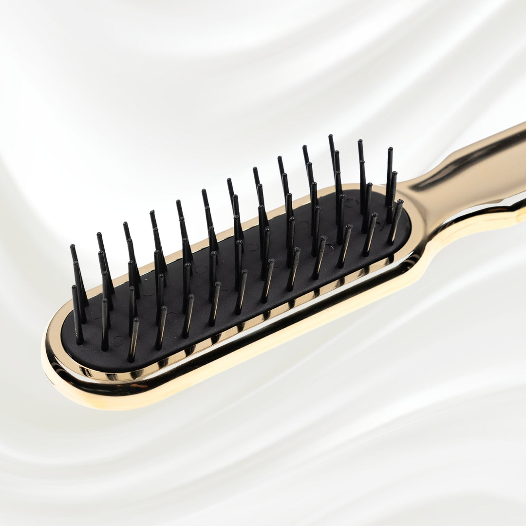 Metallic Styling Brush - Pneumatic Synthetic Pins for Thick &amp; Coarse Hair