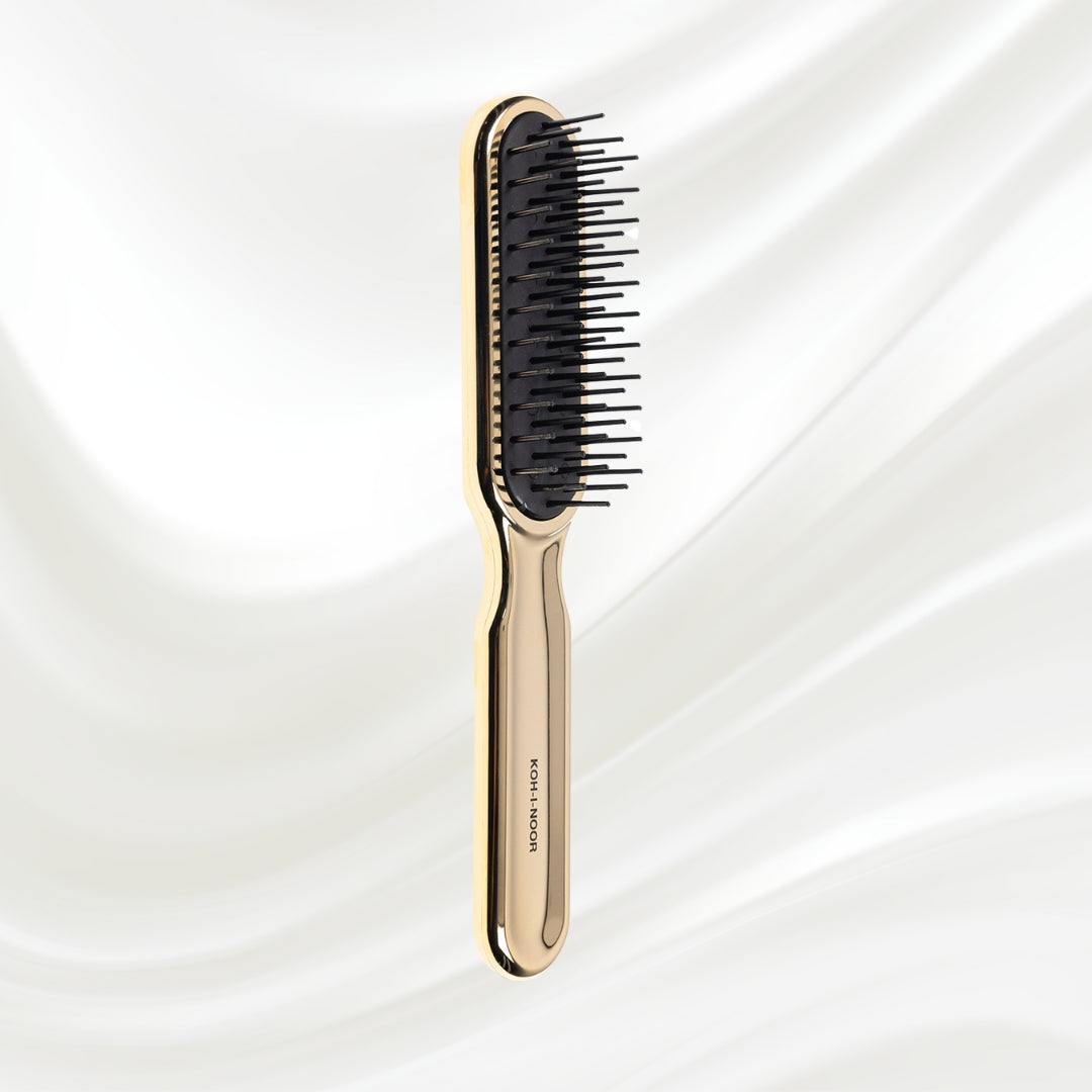 Metallic Styling Brush - Pneumatic Synthetic Pins for Thick &amp; Coarse Hair