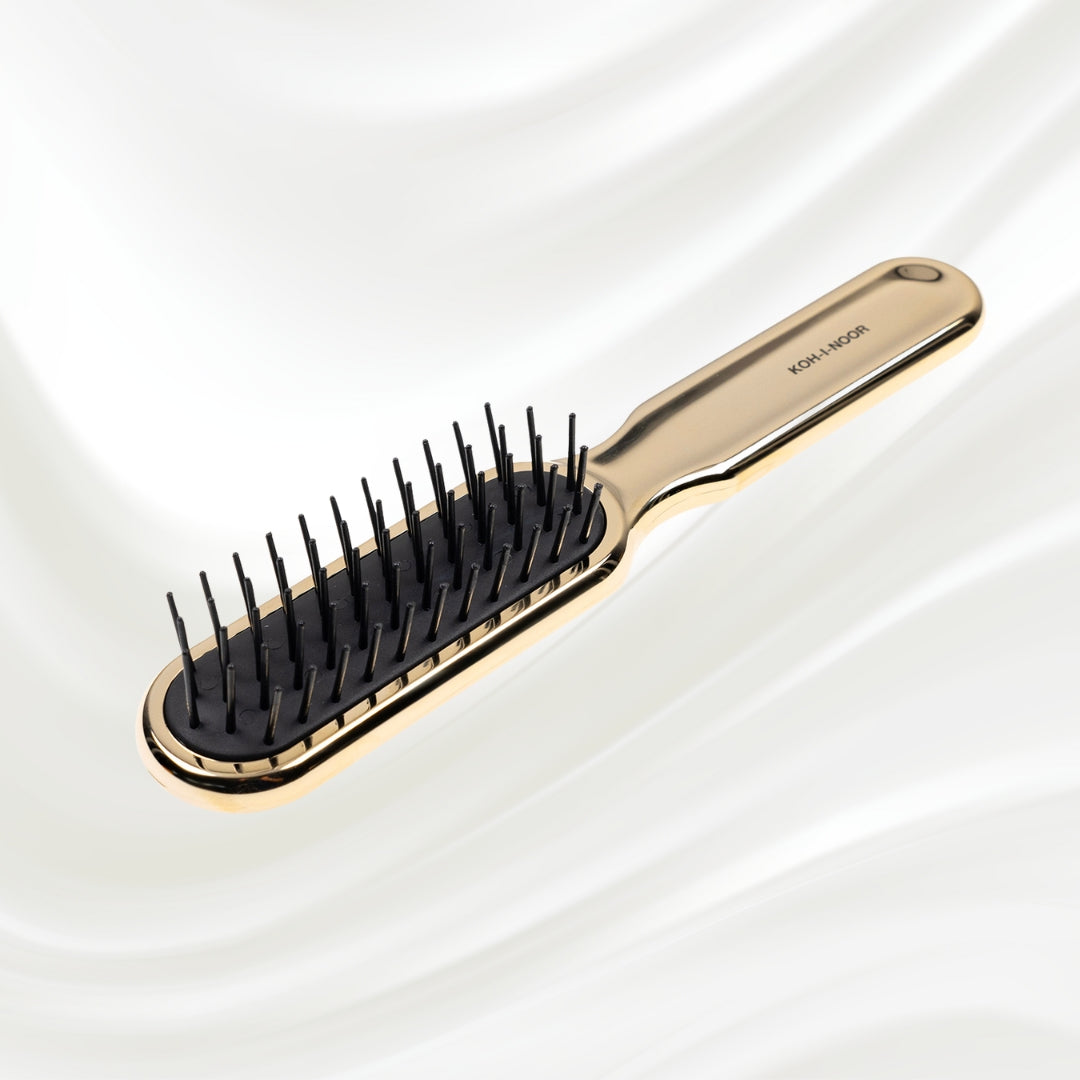 Metallic Styling Brush - Pneumatic Synthetic Pins for Thick &amp; Coarse Hair