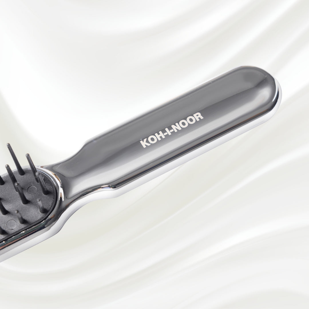 Metallic Styling Brush - Pneumatic Synthetic Pins for Thick &amp; Coarse Hair