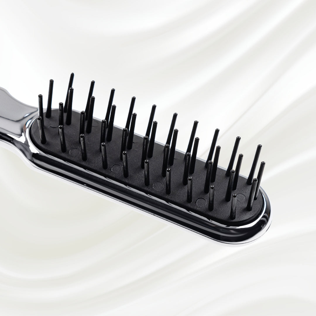 Metallic Styling Brush - Pneumatic Synthetic Pins for Thick &amp; Coarse Hair