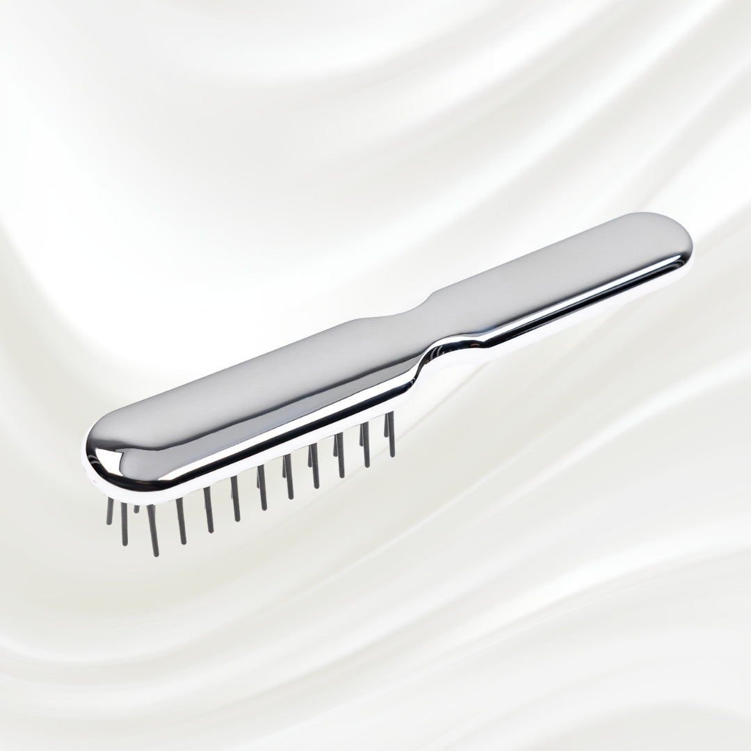Metallic Styling Brush - Pneumatic Synthetic Pins for Thick &amp; Coarse Hair