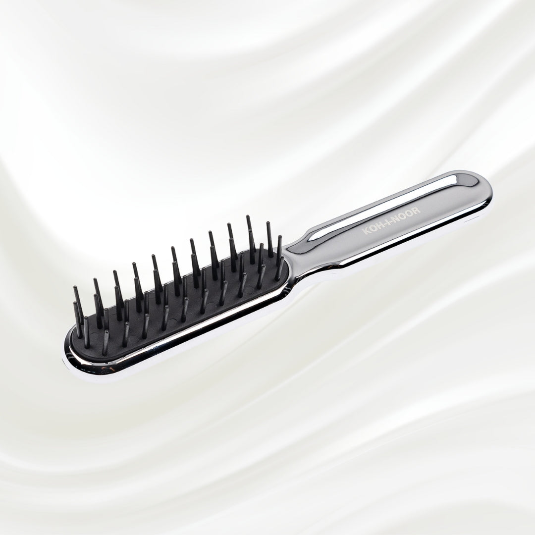 Metallic Styling Brush - Pneumatic Synthetic Pins for Thick &amp; Coarse Hair