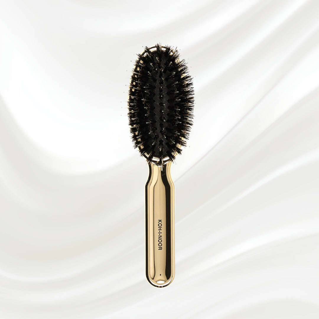 Metallic Nylon &amp; Boar Bristle Hair Brush - Pneumatic Cushion for All Hair Types
