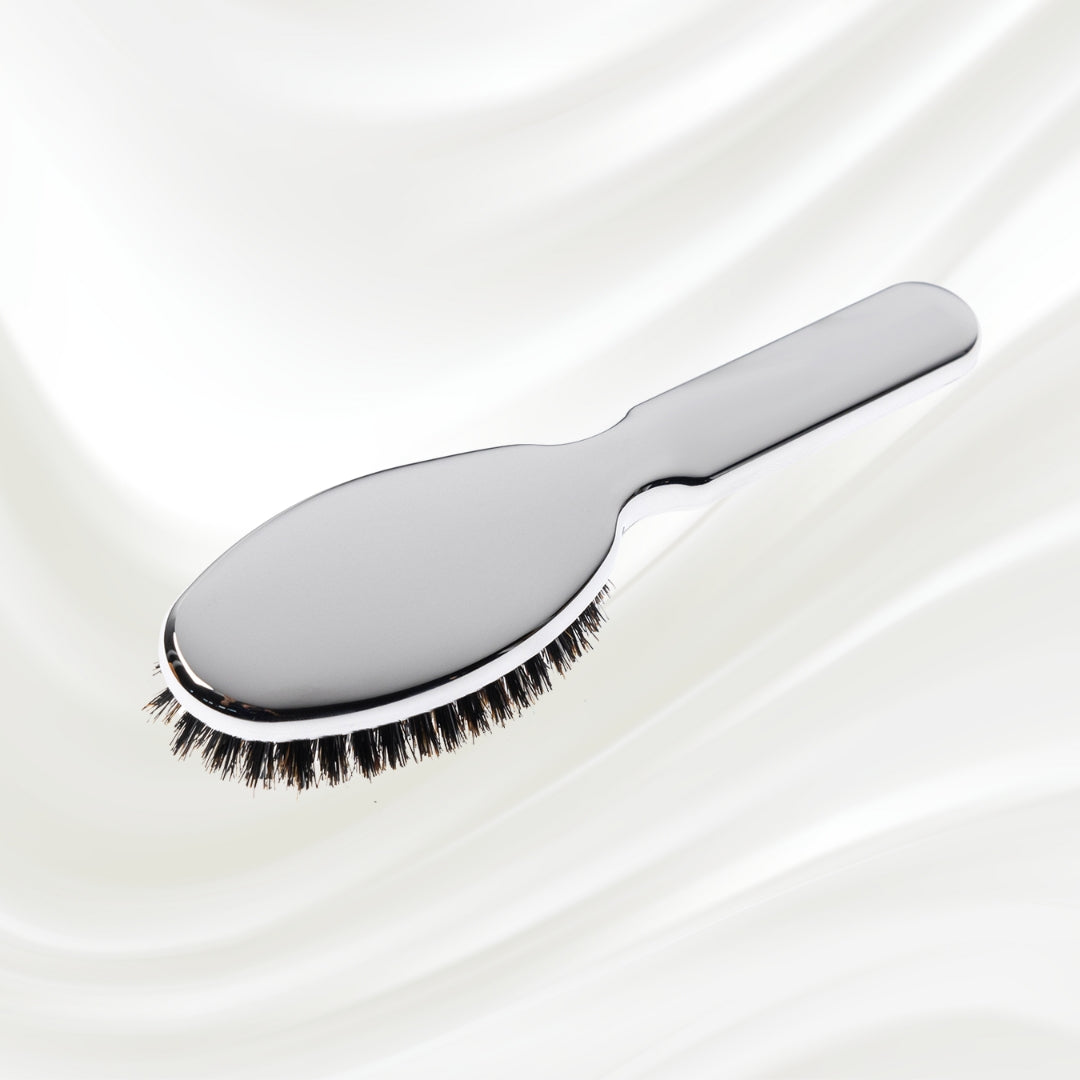 Metallic Nylon &amp; Boar Bristle Hair Brush - Pneumatic Cushion for All Hair Types