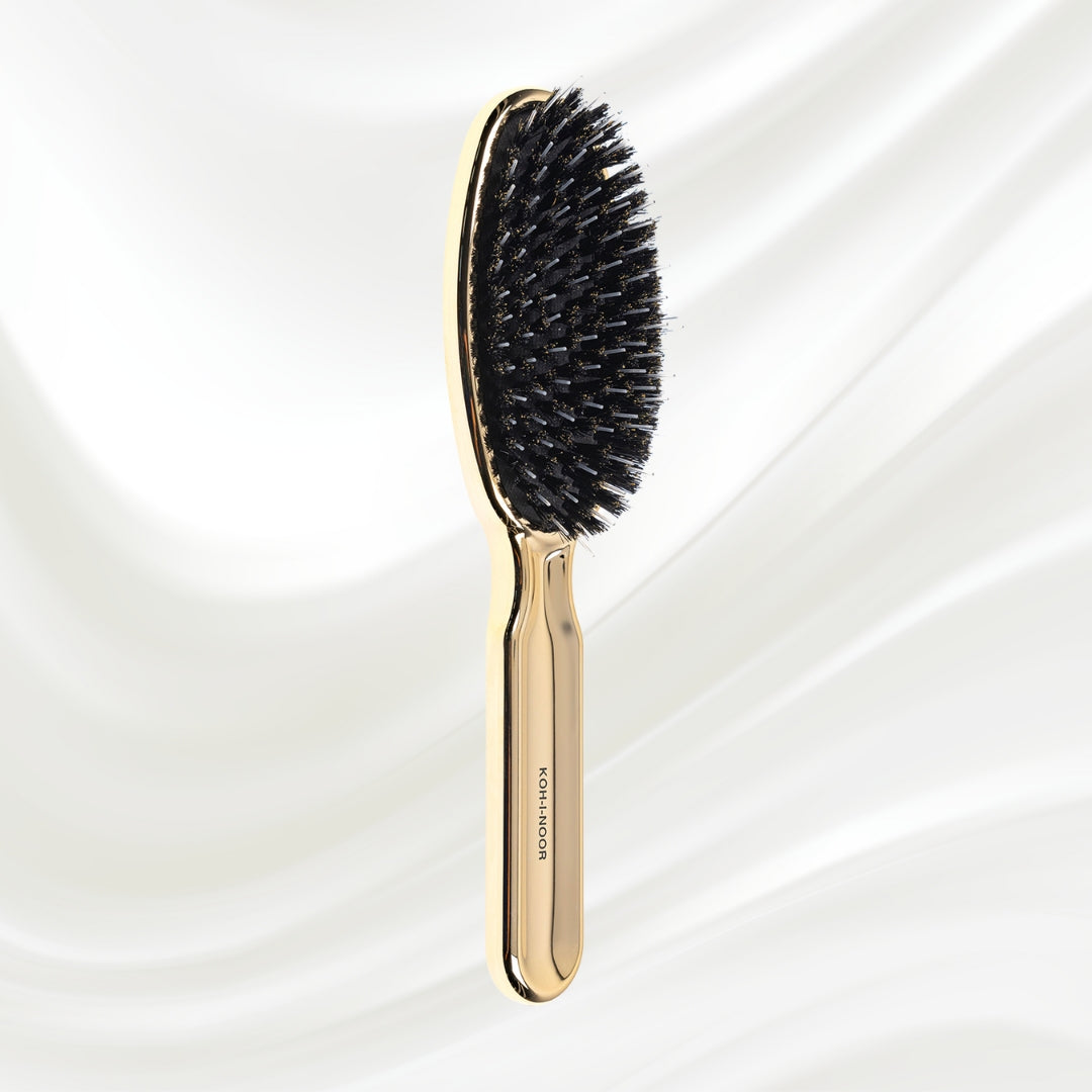Metallic Nylon &amp; Boar Bristle Hair Brush - Pneumatic Cushion for All Hair Types