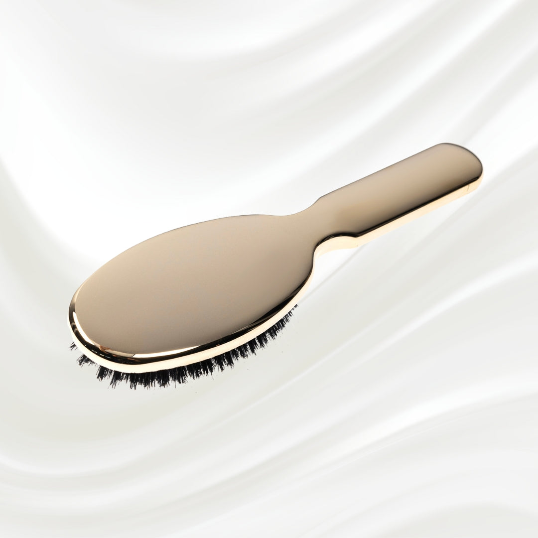 Metallic Nylon &amp; Boar Bristle Hair Brush - Pneumatic Cushion for All Hair Types