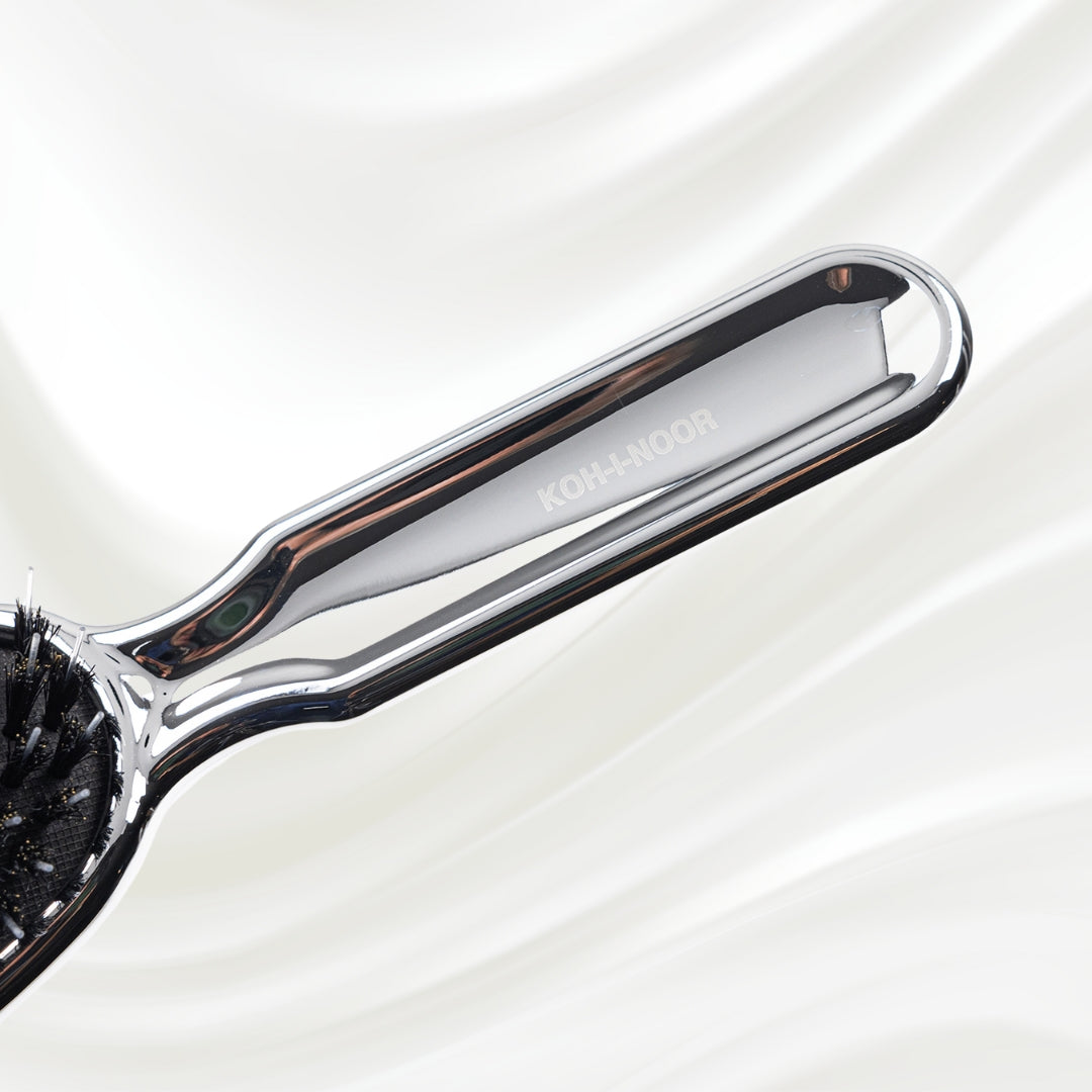 Metallic Nylon &amp; Boar Bristle Hair Brush - Pneumatic Cushion for All Hair Types