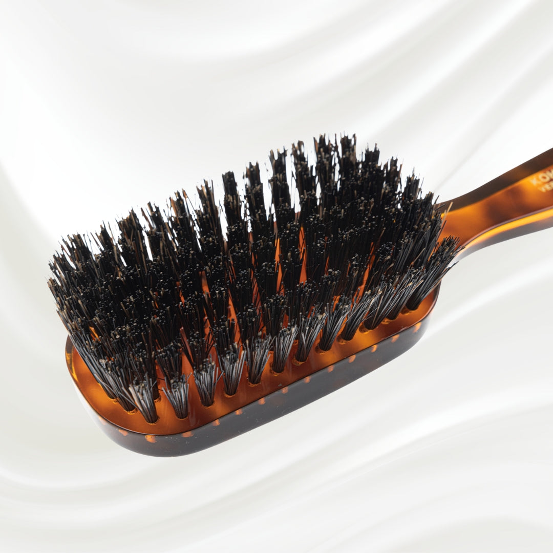 Jaspè Wide Rectangular Hair Brush - Natural Bristles for Hair &amp; Beard Grooming